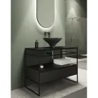 Composizione Bagno Lavabo in Ceramica e Specchio Made in Italy - Hoscar Viadurini