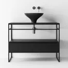 Composizione Bagno Lavabo in Ceramica e Specchio Made in Italy - Hoscar Viadurini