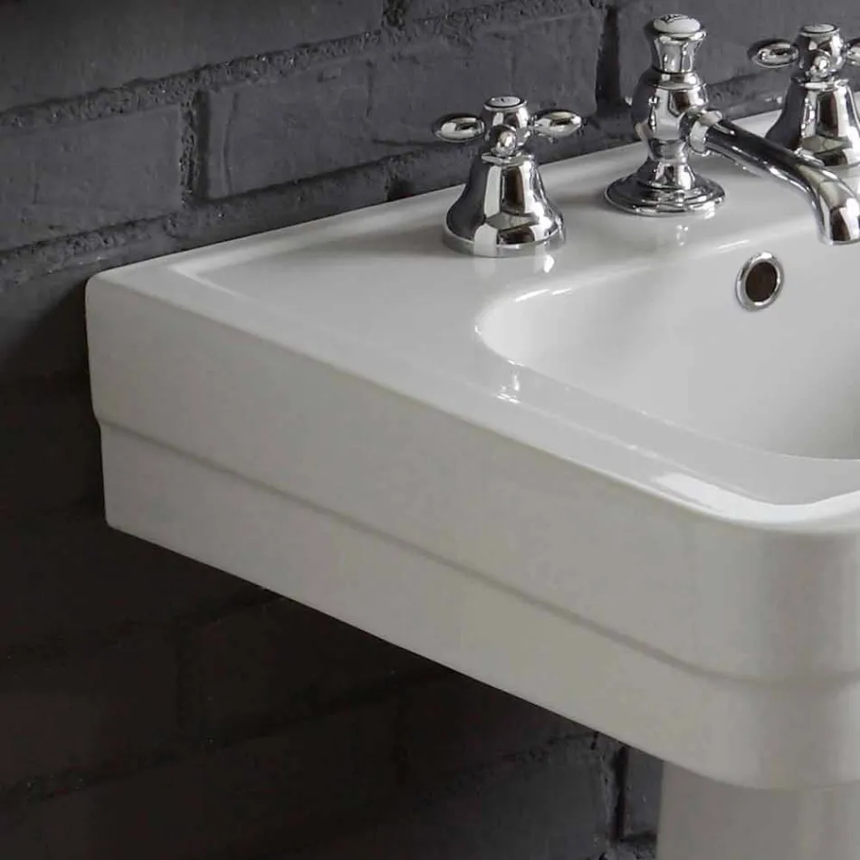 Composizione bagno lavabo su colonna in ceramica bianca Ania Viadurini