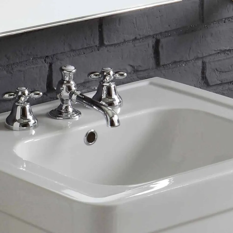 Composizione bagno lavabo su colonna in ceramica bianca Ania Viadurini