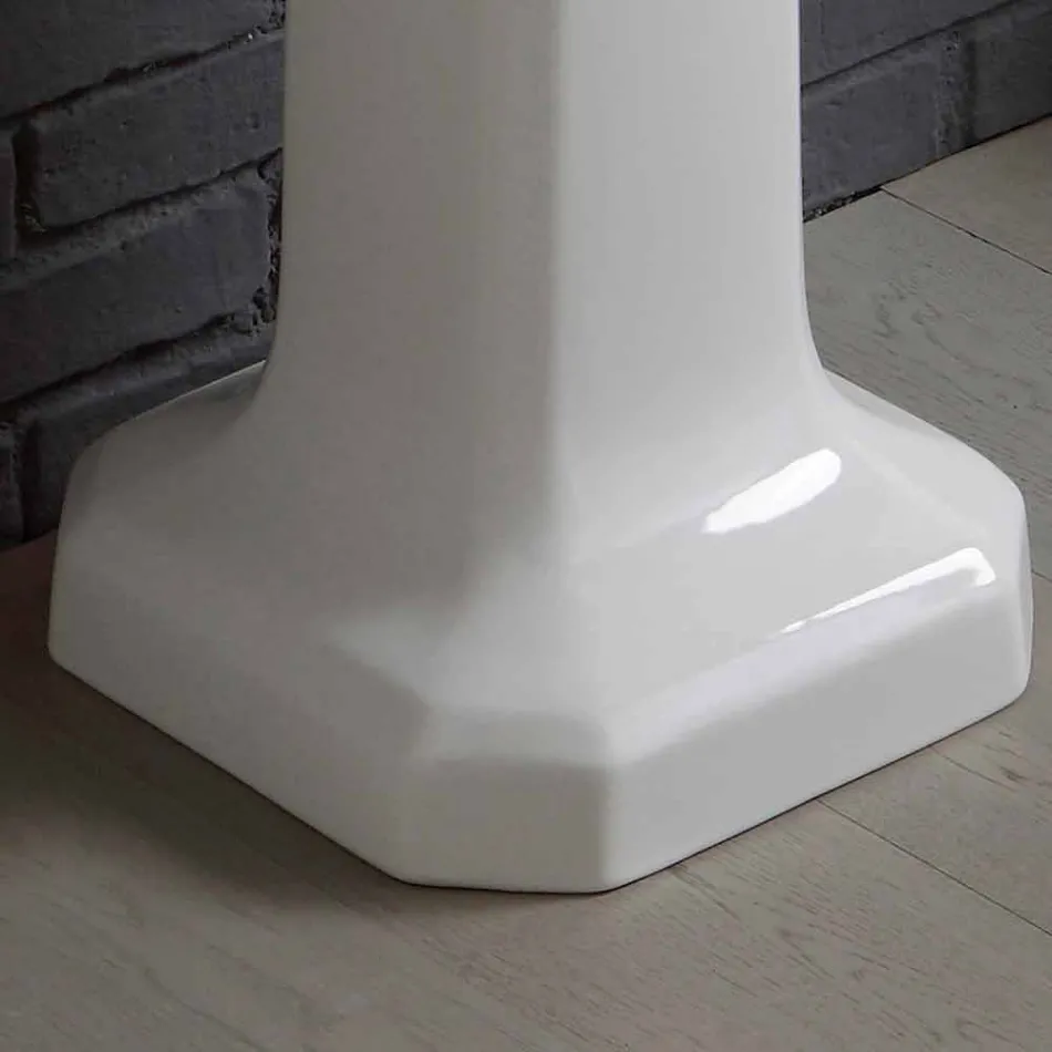 Composizione bagno lavabo su colonna in ceramica bianca Ania Viadurini
