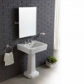 Composizione bagno lavabo su colonna in ceramica bianca vintage Ania