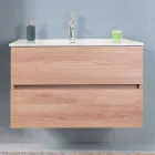 Composizione Bagno Sospesa in Melaminico Olmo Chiaro – Becky Viadurini