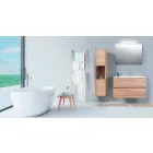 Composizione Bagno Sospesa in Melaminico Olmo Chiaro – Becky Viadurini