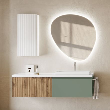 Composizione Bagno Verde Salvia e Quercia Cannettato Made in Italy - Urano Viadurini