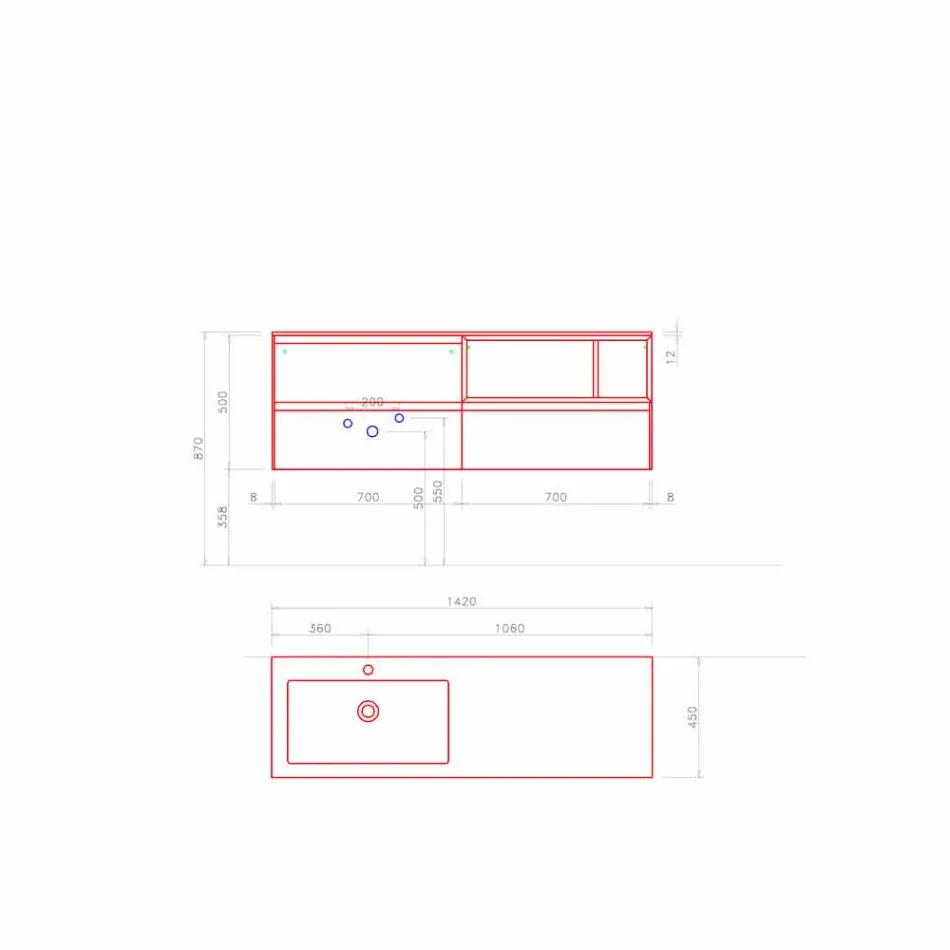 Composizione d’Arredo Bagno, Design Moderno e Sospeso Made in Italy - Callisi8 Viadurini