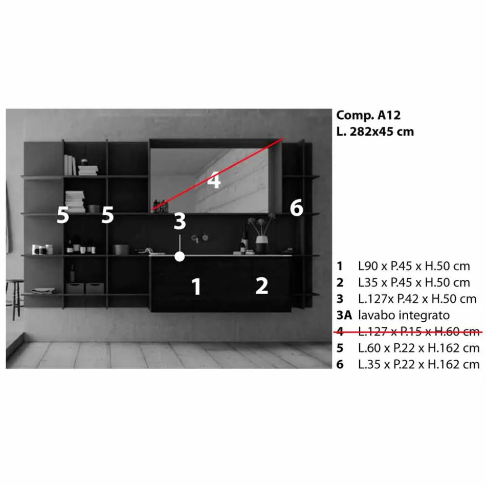 Composizione d’Arredo Bagno Sospesa e Moderna, Mobili di Design - Callisi12 Viadurini