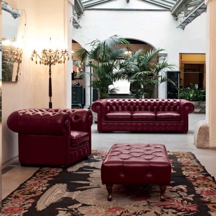 Composizione da Soggiorno con Divano, Poltrona e Panca Made in Italy - Spassoso Viadurini