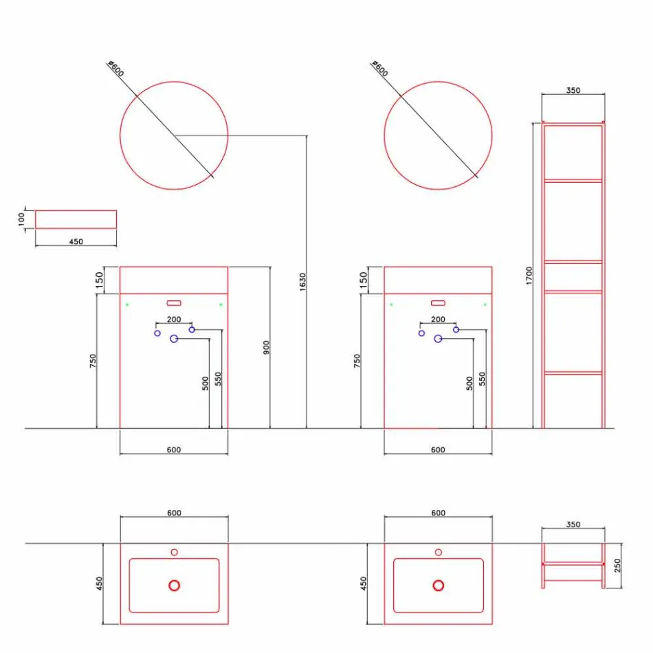 Composizione da Terra di Mobili Moderni per il Bagno di Design - Farart10 Viadurini