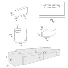 Composizione di 1 Pouf con Schienale, 1 Pouf e 1 Penisola - Bizzarro Viadurini