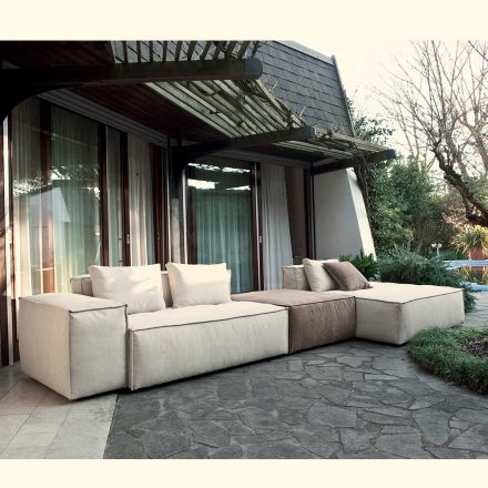 Composizione di 1 Pouf con Schienale, 1 Pouf e 1 Penisola - Bizzarro Viadurini