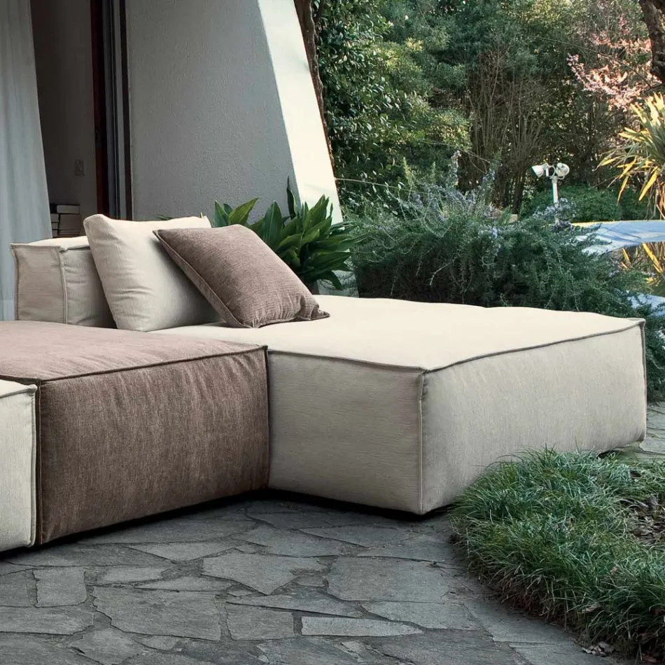 Composizione di 1 Pouf con Schienale, 1 Pouf e 1 Penisola - Bizzarro Viadurini