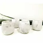 Composizione di 2 Bicchieri in Marmo Bianco di Carrara Made in Italy - Dolla Viadurini
