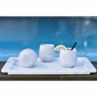 Composizione di 2 Bicchieri in Marmo Bianco di Carrara Made in Italy - Dolla Viadurini