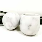 Composizione di 2 Bicchieri in Marmo Bianco di Carrara Made in Italy - Dolla Viadurini