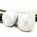 Composizione di 2 Bicchieri in Marmo Bianco di Carrara Made in Italy - Dolla