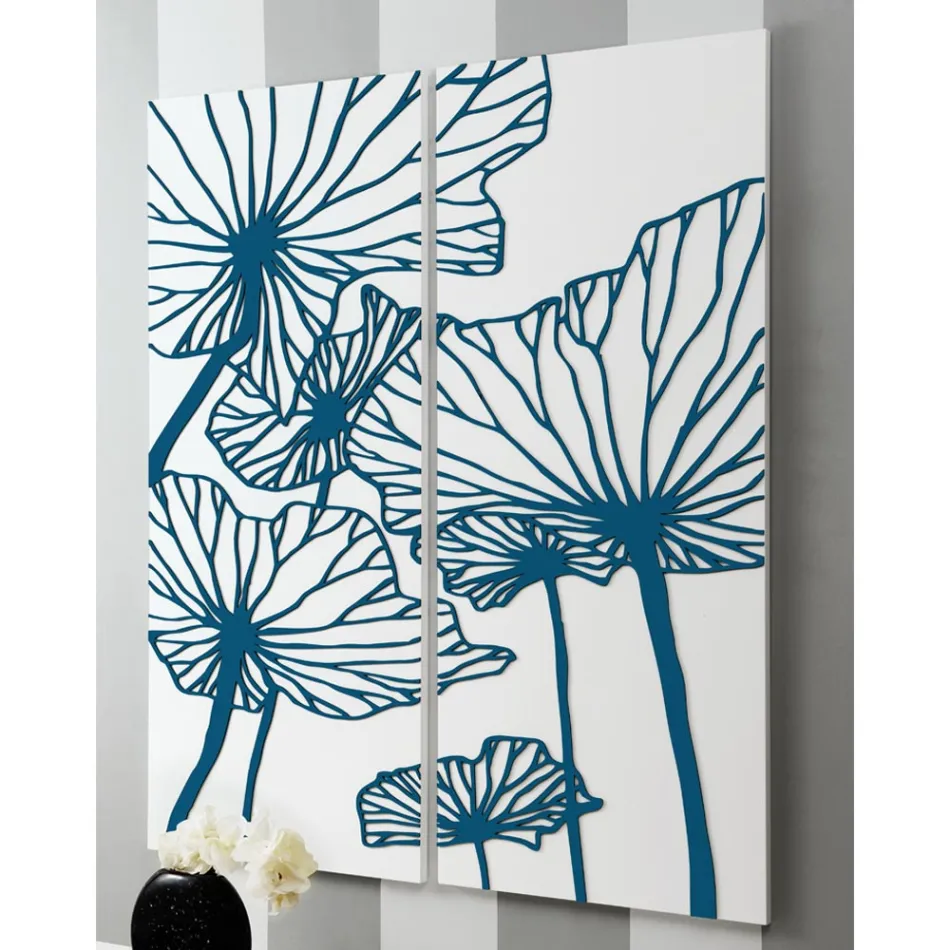Composizione di 2 Pannelli che Raffigurano dei Fiori Made in Italy - Sheryl Viadurini