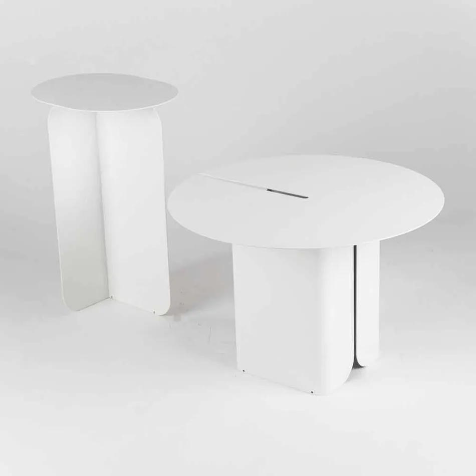 Composizione di 2 Tavolini da Salotto Moderni in Acciaio Made in Italy - Pioppo Viadurini