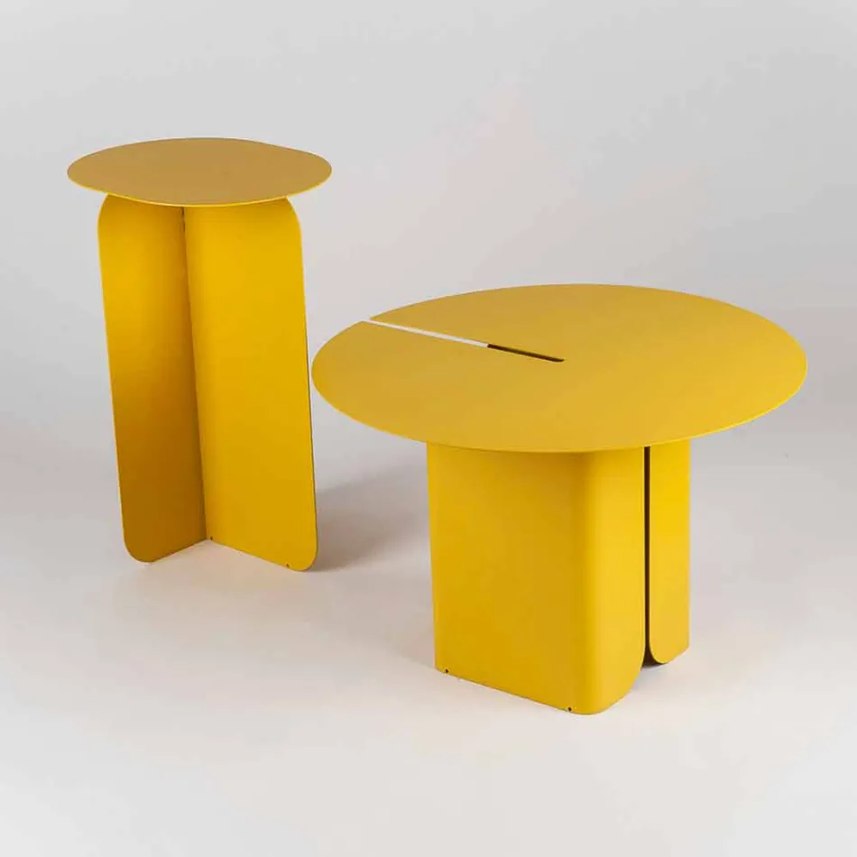 Composizione di 2 Tavolini da Salotto Moderni in Acciaio Made in Italy - Pioppo Viadurini