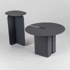 Composizione di 2 Tavolini da Salotto Moderni in Acciaio Made in Italy - Pioppo Viadurini