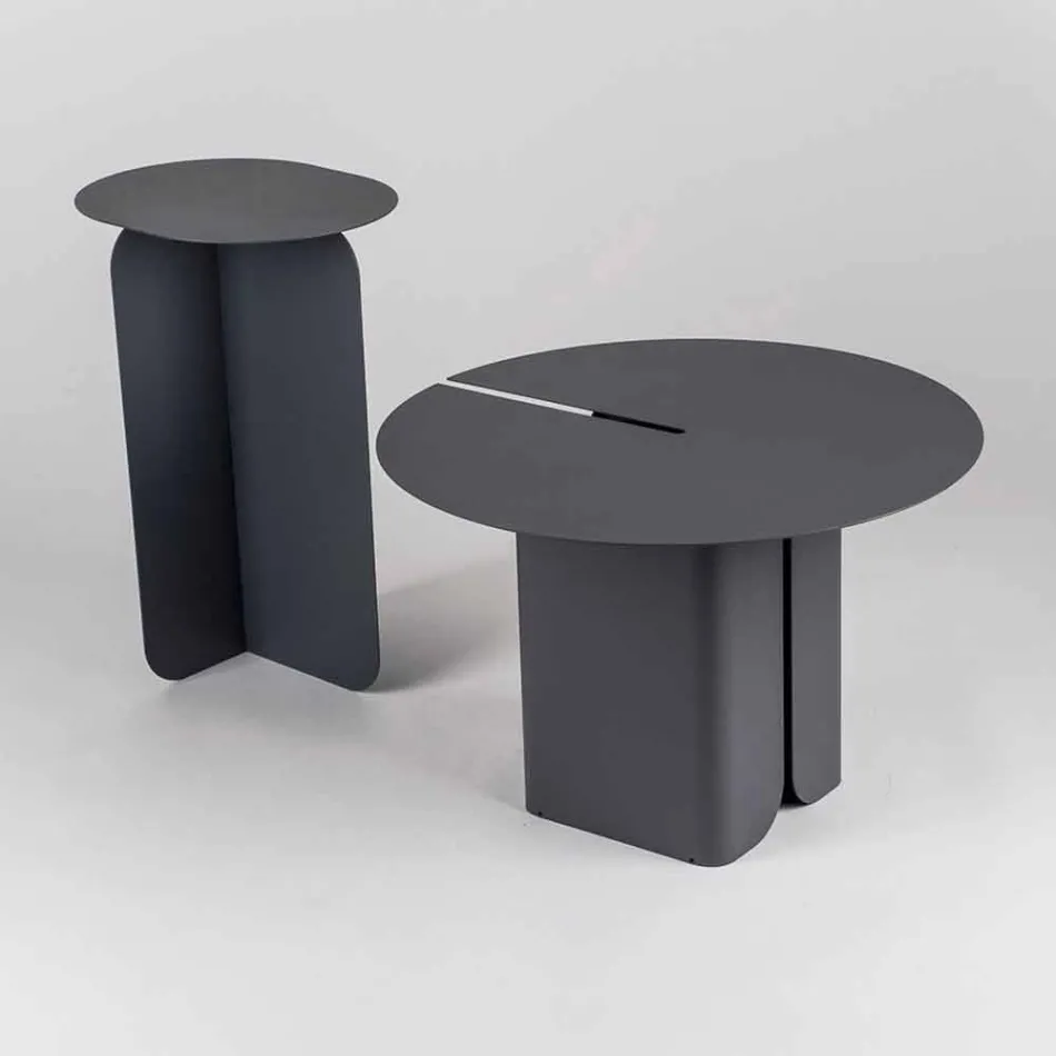 Composizione di 2 Tavolini da Salotto Moderni in Acciaio Made in Italy - Pioppo Viadurini