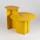 Composizione di 2 Tavolini da Salotto Moderni in Acciaio Made in Italy - Pioppo Viadurini