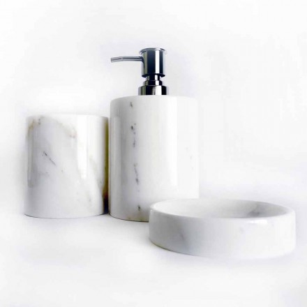 Composizione di 3 Accessori Bagno in Marmo Lucido Made in Italy - Trevio Viadurini