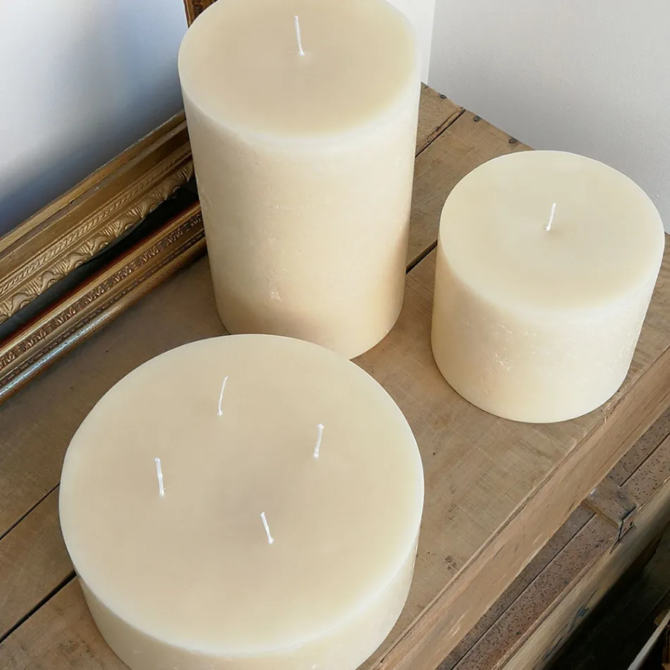 Composizione di 3 Candele Rotonde Moderne in Cera Made in Italy - Candie Viadurini