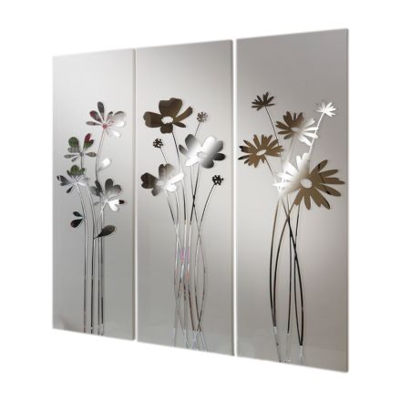 Composizione di 3 Pannelli che Raffigurano 3 Mazzi di Fiori Made in Italy - Colleen Viadurini