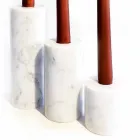Composizione di 3 Portacandele in Marmo Bianco di Carrara Made in Italy - Astol Viadurini