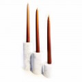 Composizione di 3 Portacandele in Marmo Bianco di Carrara Made in Italy - Astol