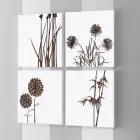 Composizione di 4 Pannelli con Ortensie, Allium e Thypha  Made in Italy - Calcolo Viadurini