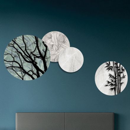 Composizione di 4 Pannelli Rotondi Realizzati con il Laser Made in Italy - Maeko Viadurini