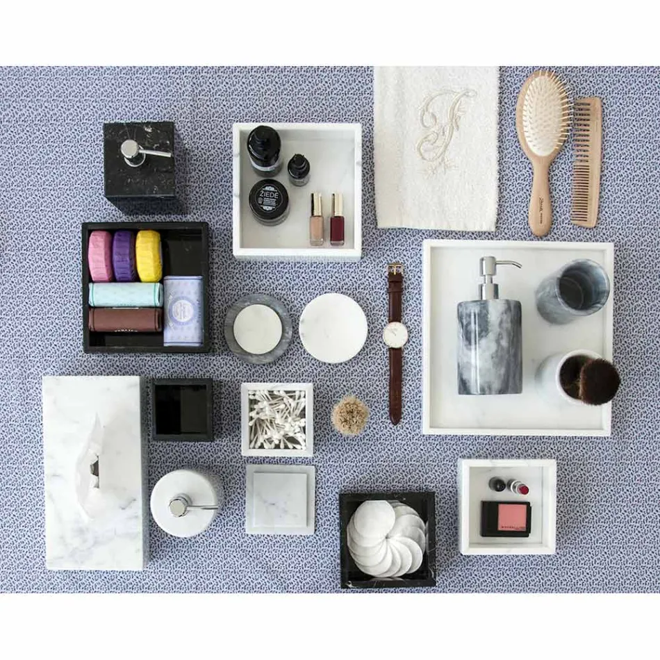 Composizione di Accessori da Bagno in Marmo Made in Italy, 4 Pezzi - Deano Viadurini