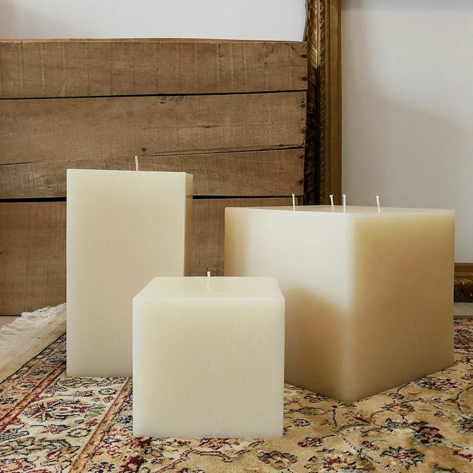 Composizione di Candele Quadrate in Cera Made in Italy, 3 Pezzi - Mondelle Viadurini