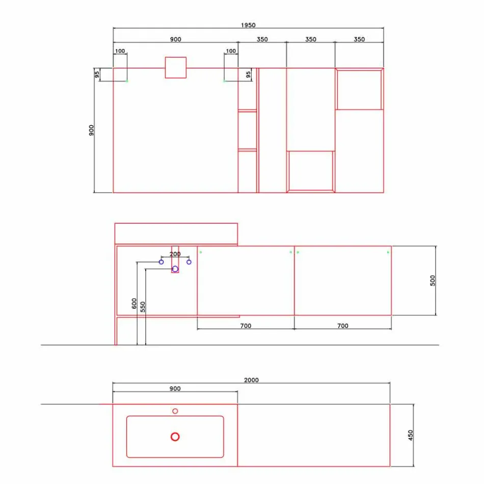 Composizione di Design per Bagno Mobili Moderni Sospesi Made in Italy - Farart2 Viadurini