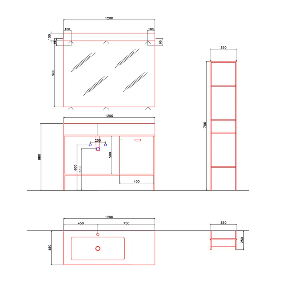 Composizione di Mobili Artigianali per Bagno di Design Moderno a Terra - Farart3 Viadurini