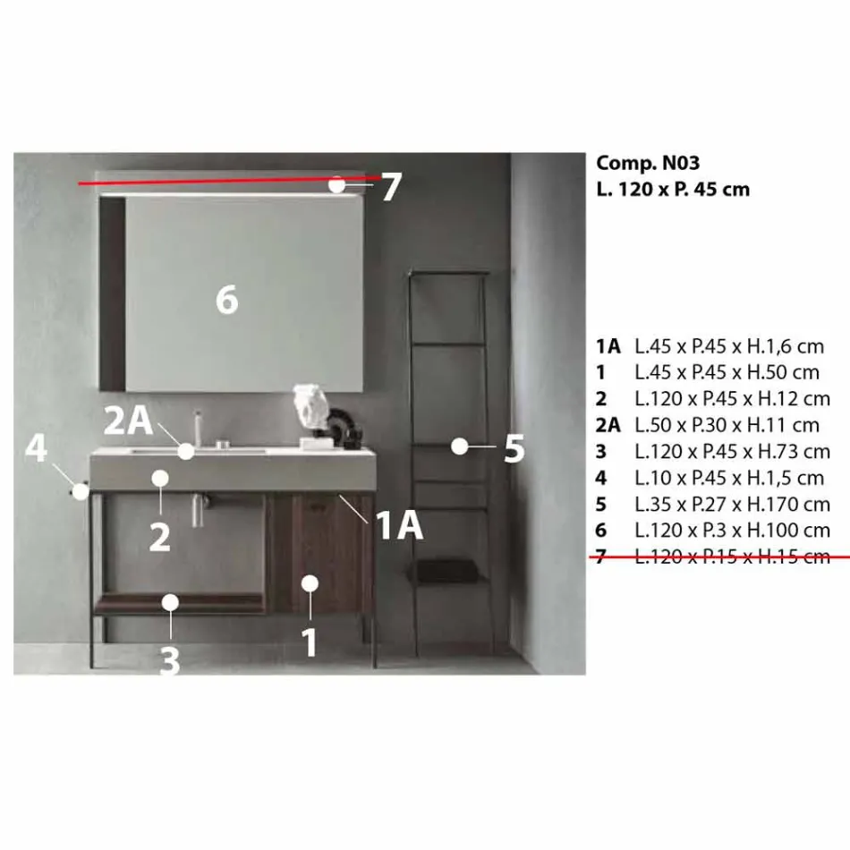 Composizione di Mobili Artigianali per Bagno di Design Moderno a Terra - Farart3 Viadurini
