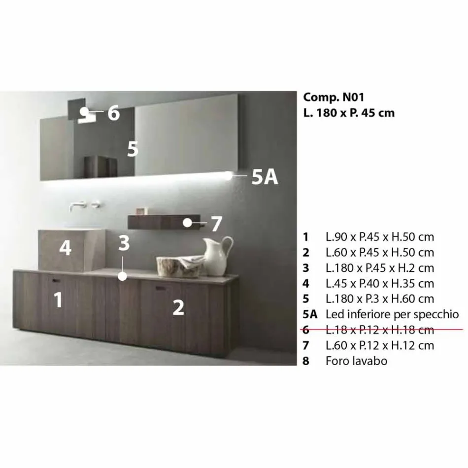 Composizione di Mobili d’Arredo da Bagno a Terra Design Moderno - Farart1 Viadurini