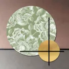 Composizione di Pannelli in Legno Rosa o Verde con Fiori Bianchi Made in Italy - Figi Viadurini