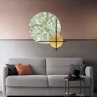 Composizione di Pannelli in Legno Rosa o Verde con Fiori Bianchi Made in Italy - Figi Viadurini