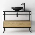 Composizione Mobile Bagno con Lavabo, Base e Specchio Made in Italy - Hoscar Viadurini