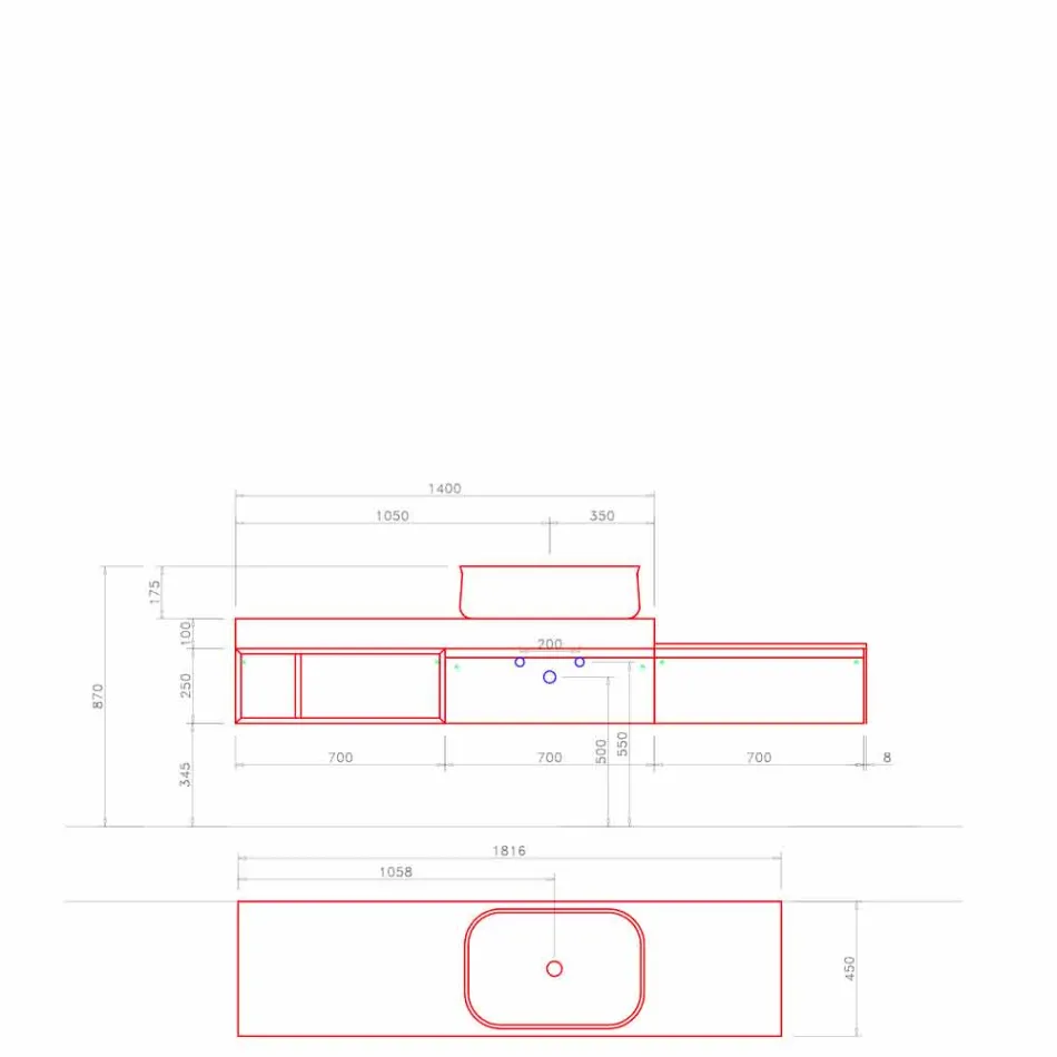 Composizione Moderna e Sospesa di Mobili per il Bagno di Design - Callisi2 Viadurini