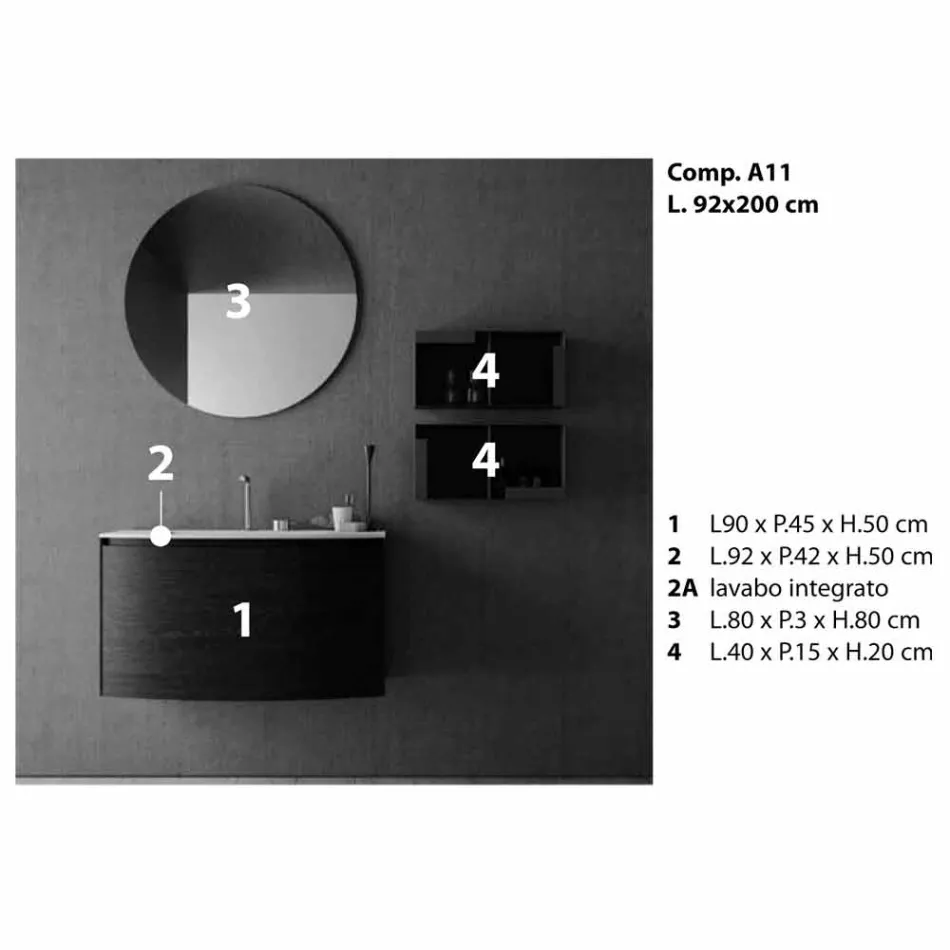 Composizione per il Bagno Sospesa di Design Moderno Made in Italy - Callisi11 Viadurini