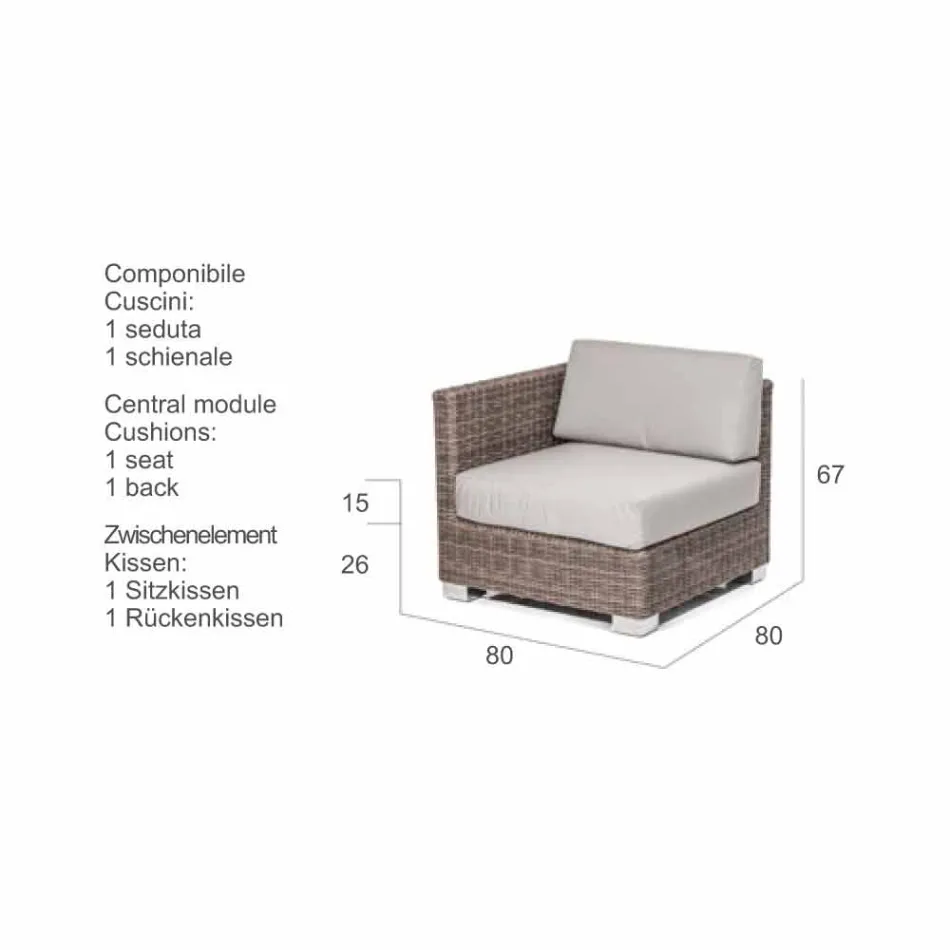 Composizione salotto da giardino artigianale Ania, design moderno Viadurini