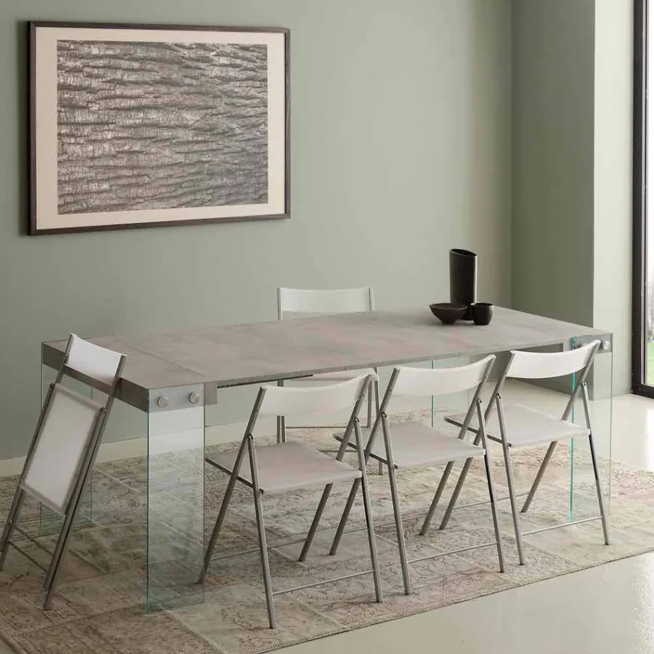 Console allungabile design moderno con gambe in vetro temperato Miss Viadurini