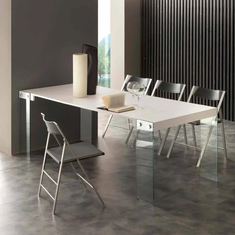 Console allungabile design moderno con gambe in vetro temperato Miss Viadurini