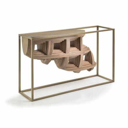 Console design di lusso in legno noce massello e metallo Pardo Viadurini