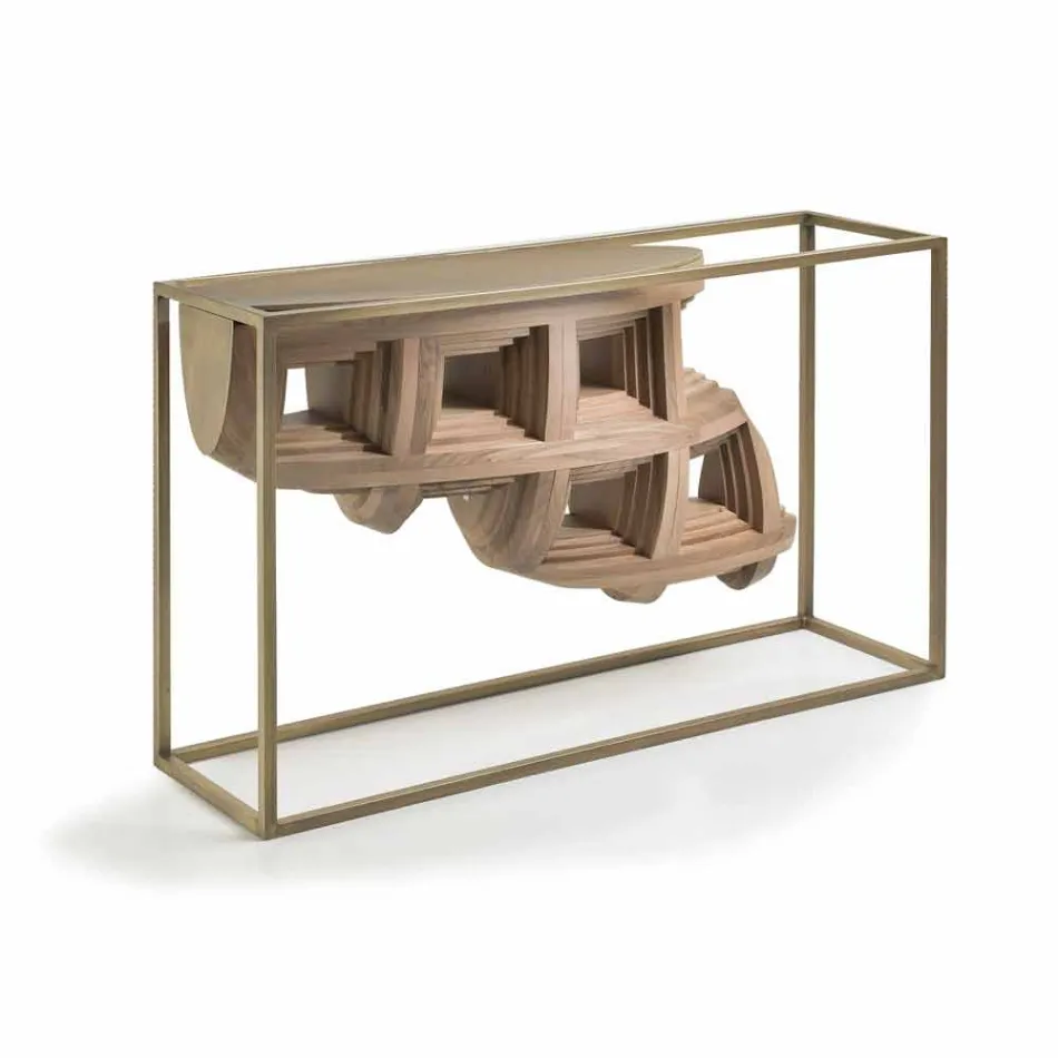 Console design di lusso in legno noce massello e metallo Pardo Viadurini