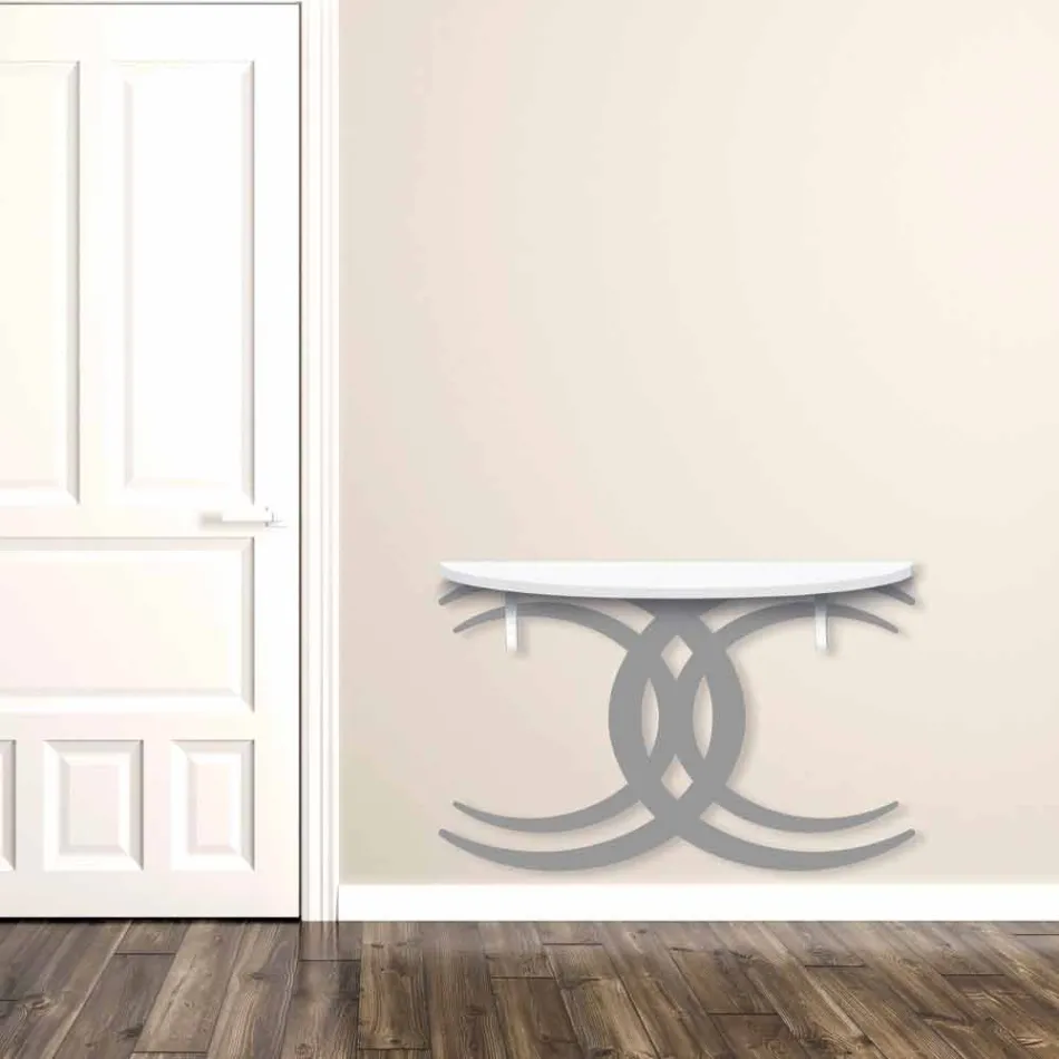 Consolle a Fissaggio a Parete di Design Moderno in Legno Bianco e Grigio - Coco Viadurini